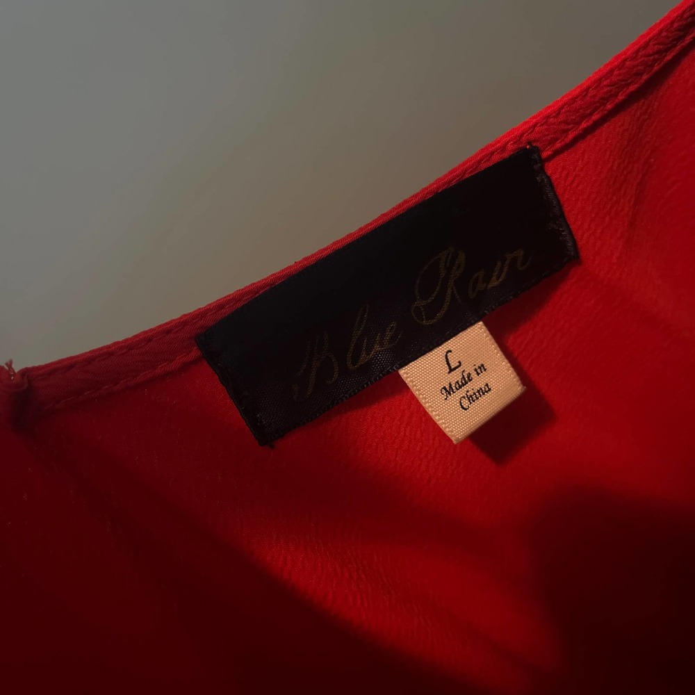 Blue Rain Cold Shoulder Tomato Red Shirt - Picture 5 of 5